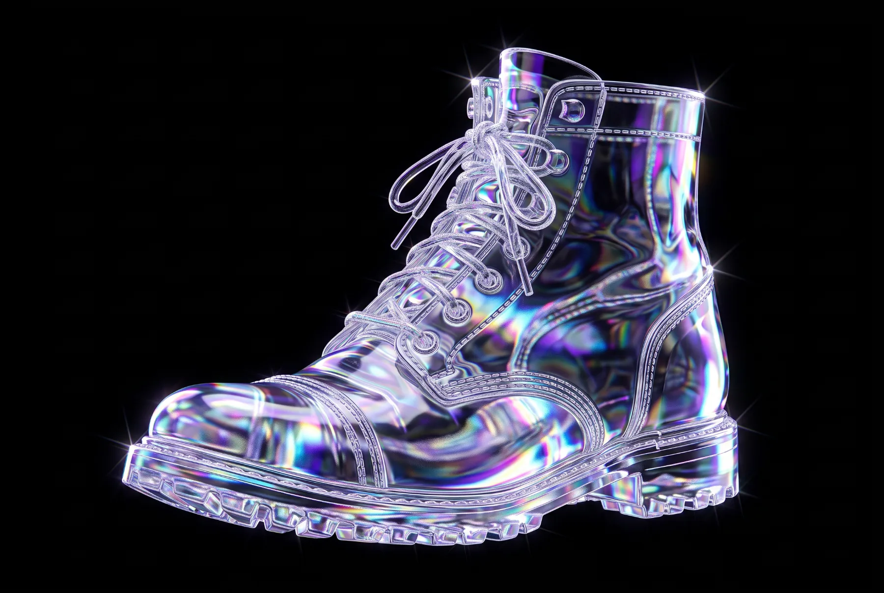 Holographic crystal glass AI design prompt example