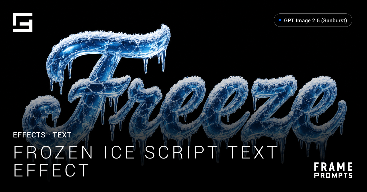 Frozen Ice Script Text Effect — Free AI Prompt | FramePrompts