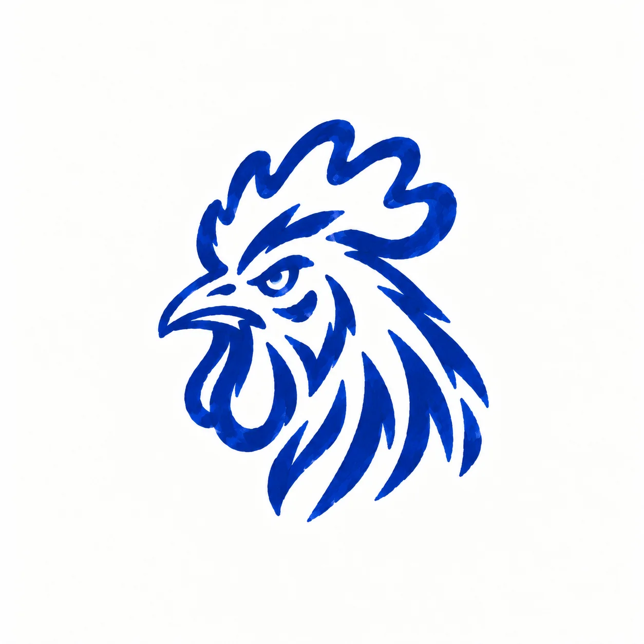 Cobalt Blue Hand-Drawn Ink Symbol AI-generated design created with this prompt