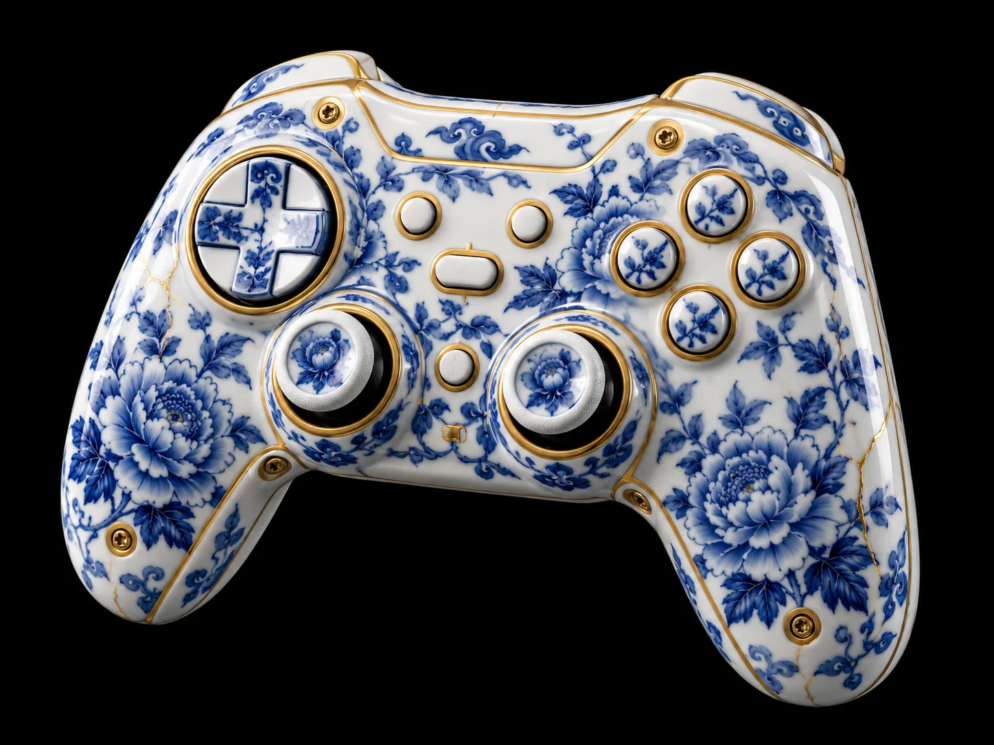 Blue Porcelain Gold Style AI-generated design created with this prompt