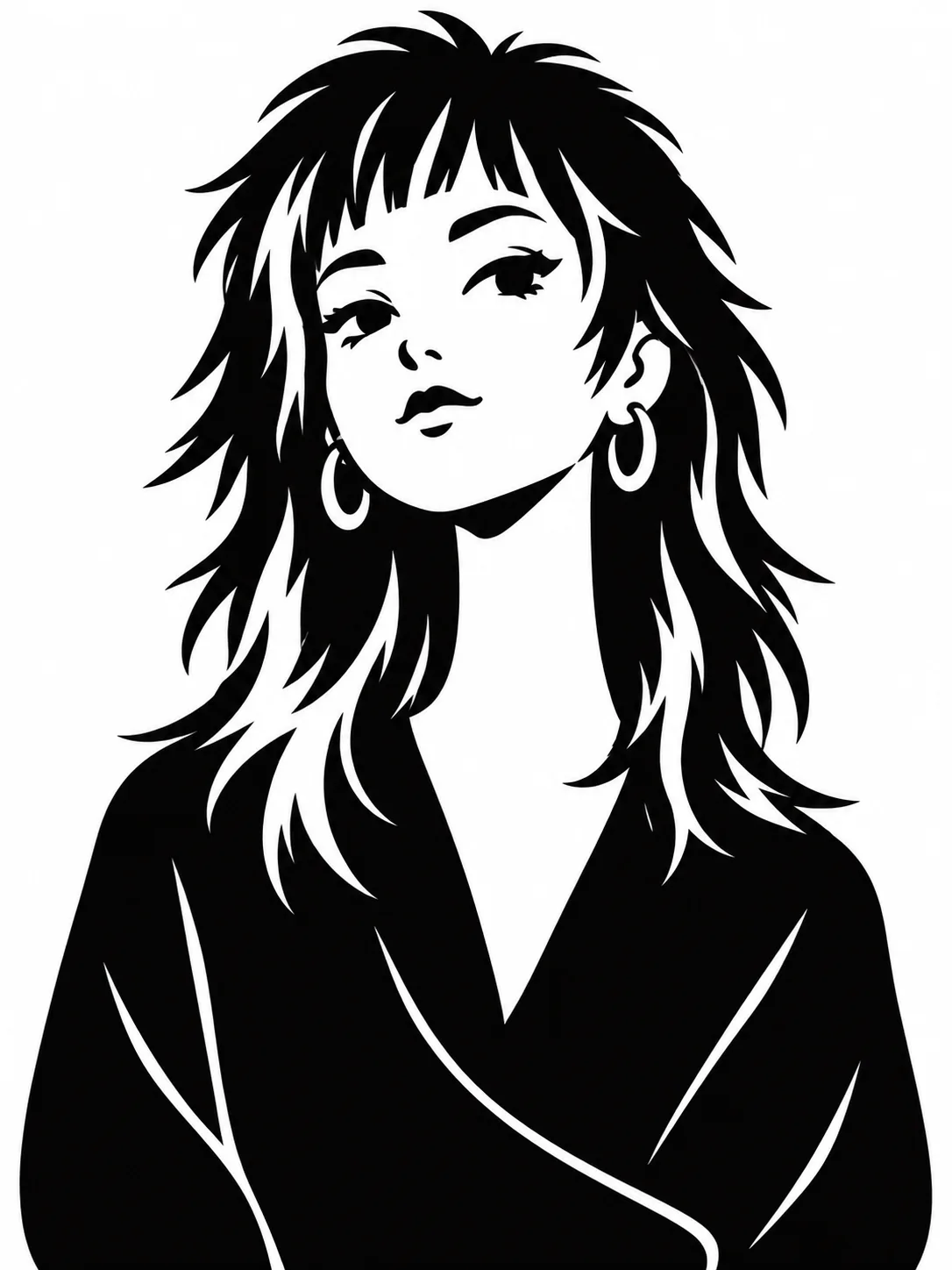 Minimalist Black and White Cartoon Portrait AI-generated design created with this prompt