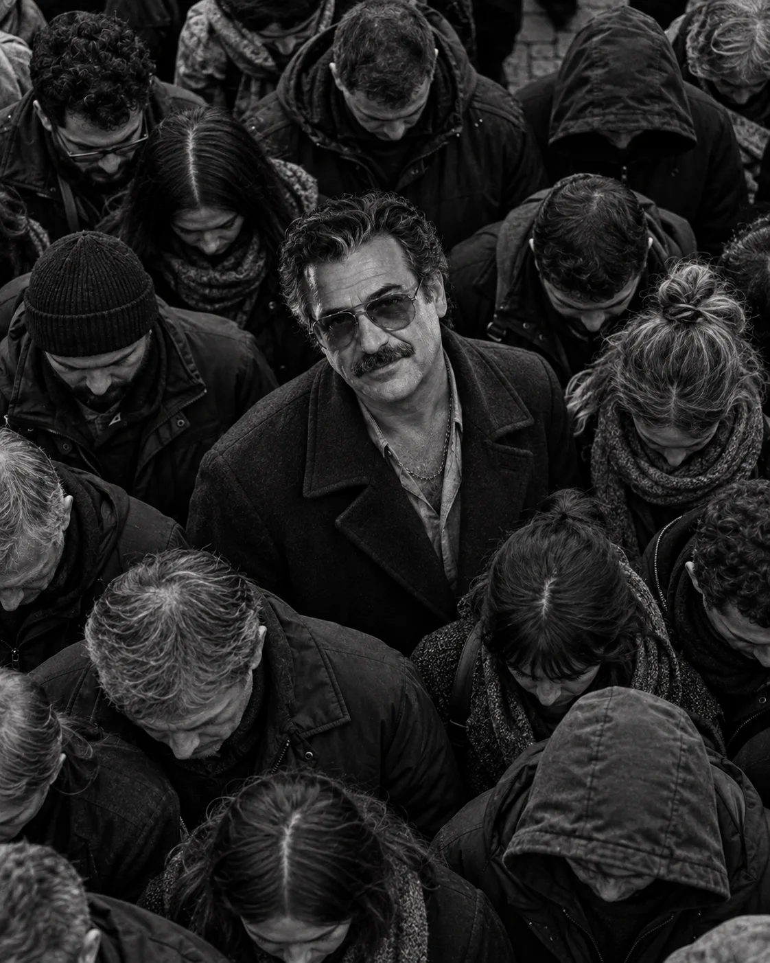 Identity-Preserved Crowd Portrait AI-generated design created with this prompt