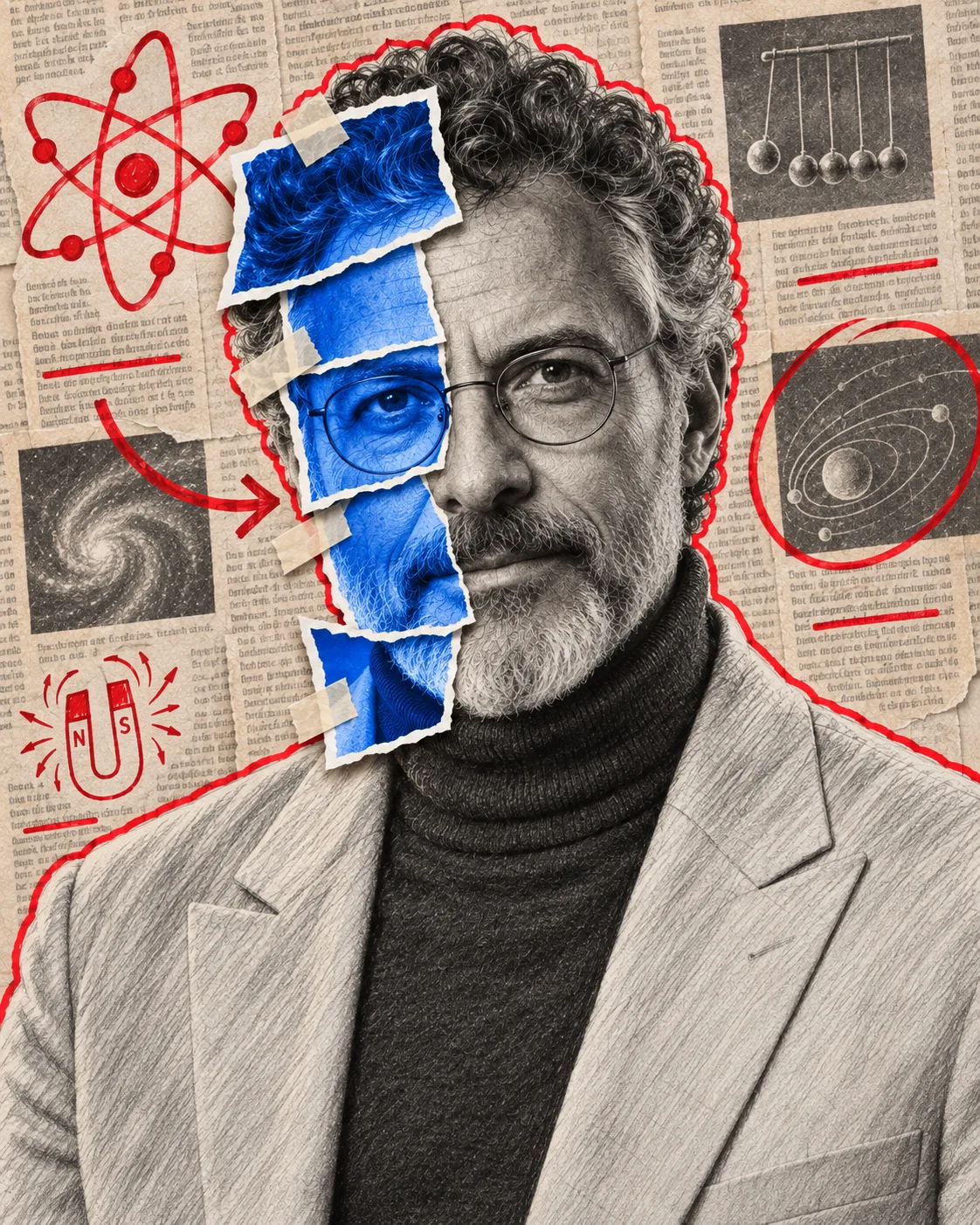 Torn Paper Editorial Portrait AI-generated design created with this prompt