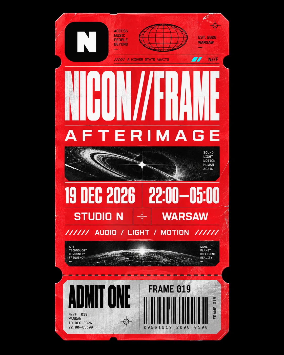 Y2K Futuristic Rave Ticket Poster with Custom Logo AI-generated design created with this prompt