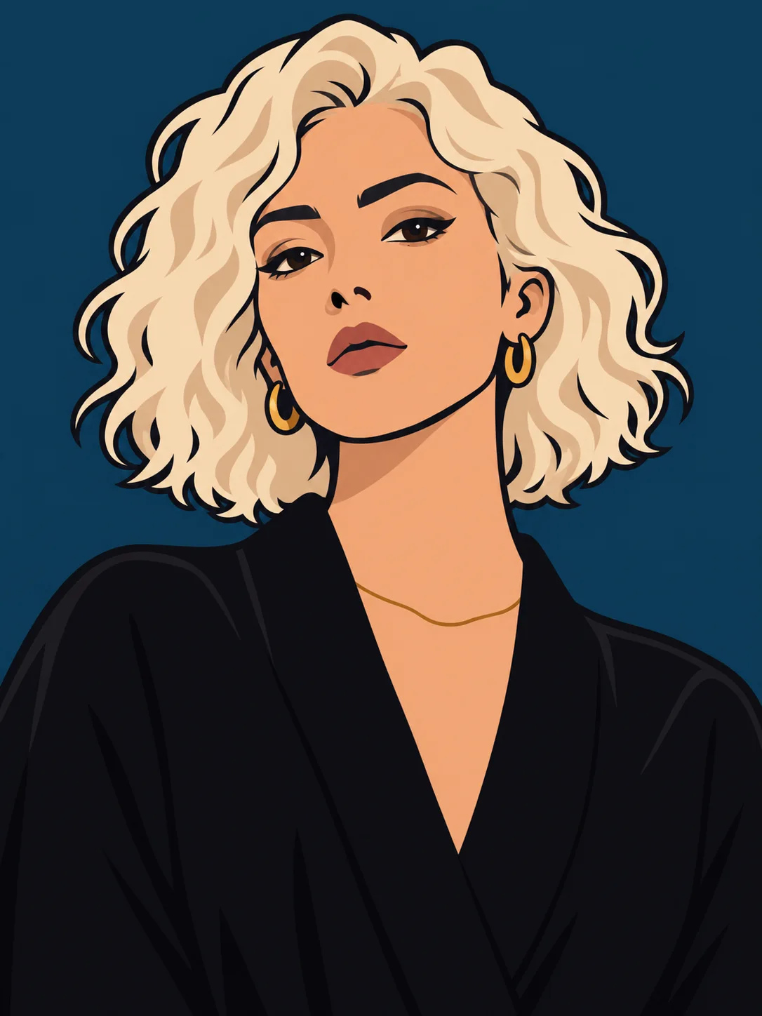 Bold Outline Flat Portrait Illustration AI-generated design created with this prompt