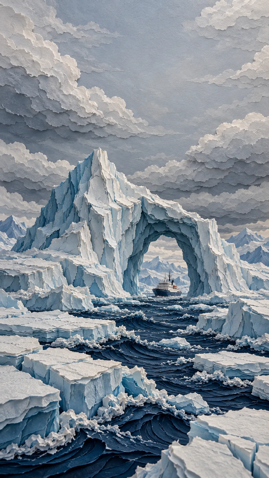 3D Layered Papercut Diorama Phone Wallpaper AI-generated design created with this prompt