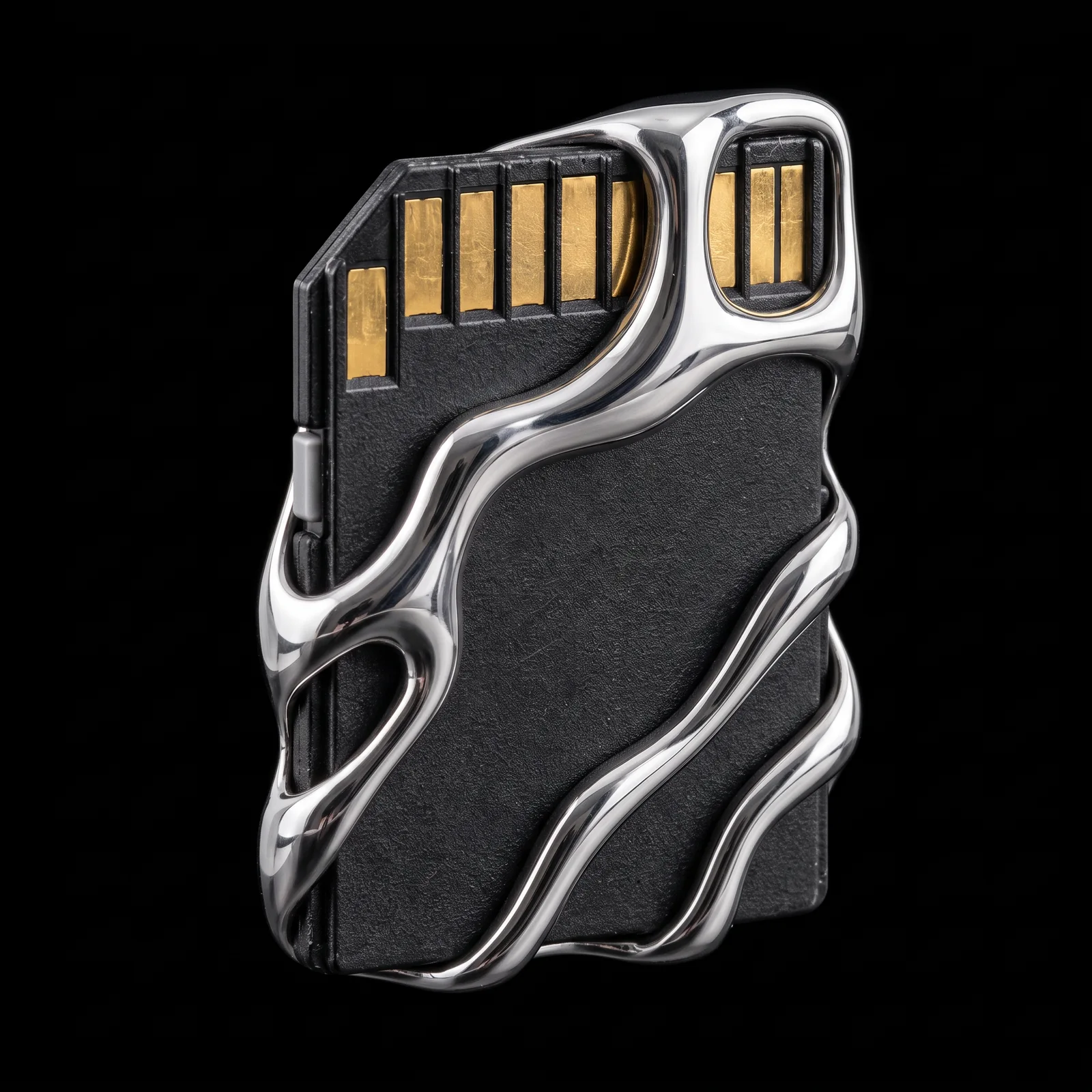 Sculptural Liquid Chrome Wrap AI-generated design created with this prompt