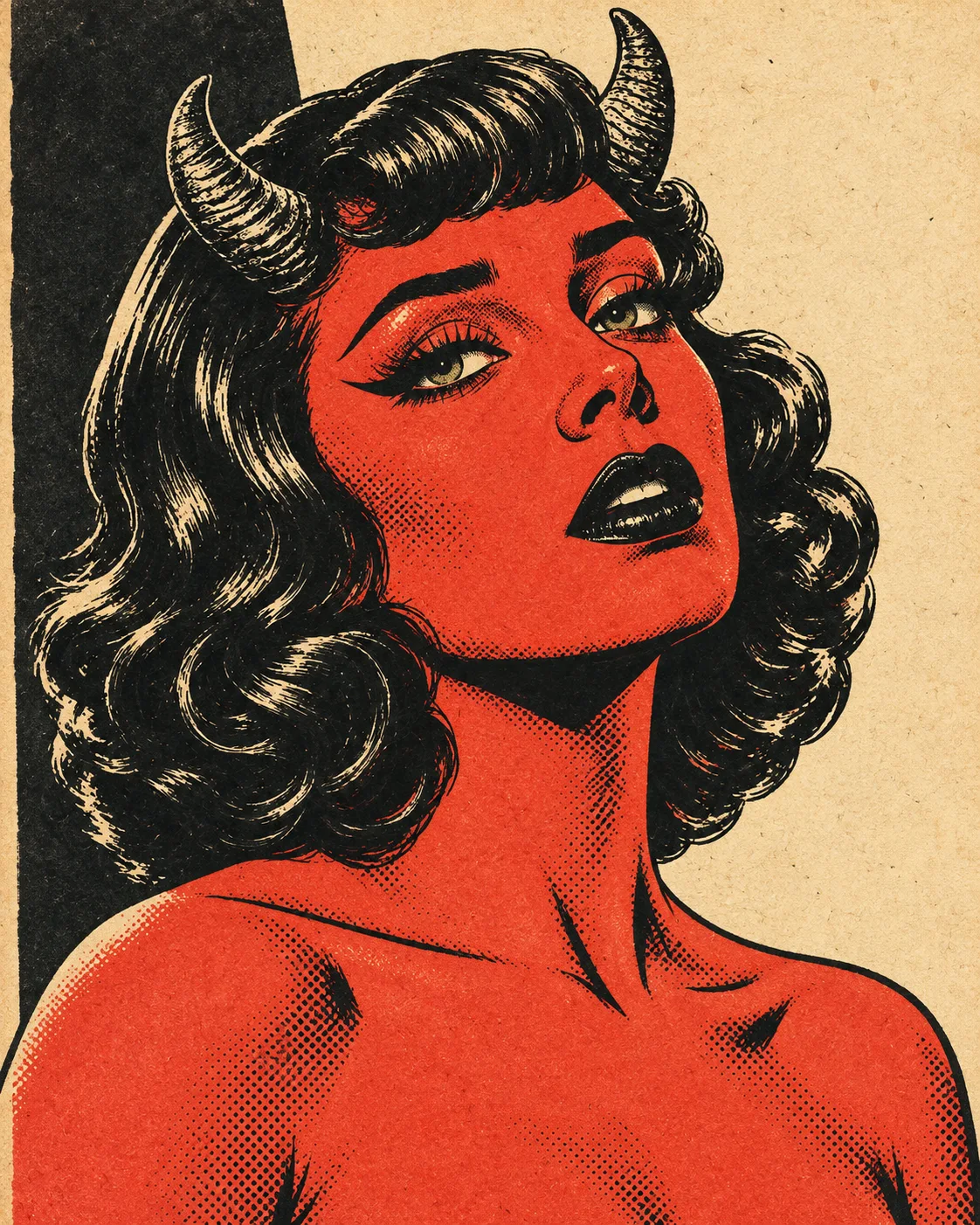 Vintage Halftone Comic Portrait AI-generated design created with this prompt