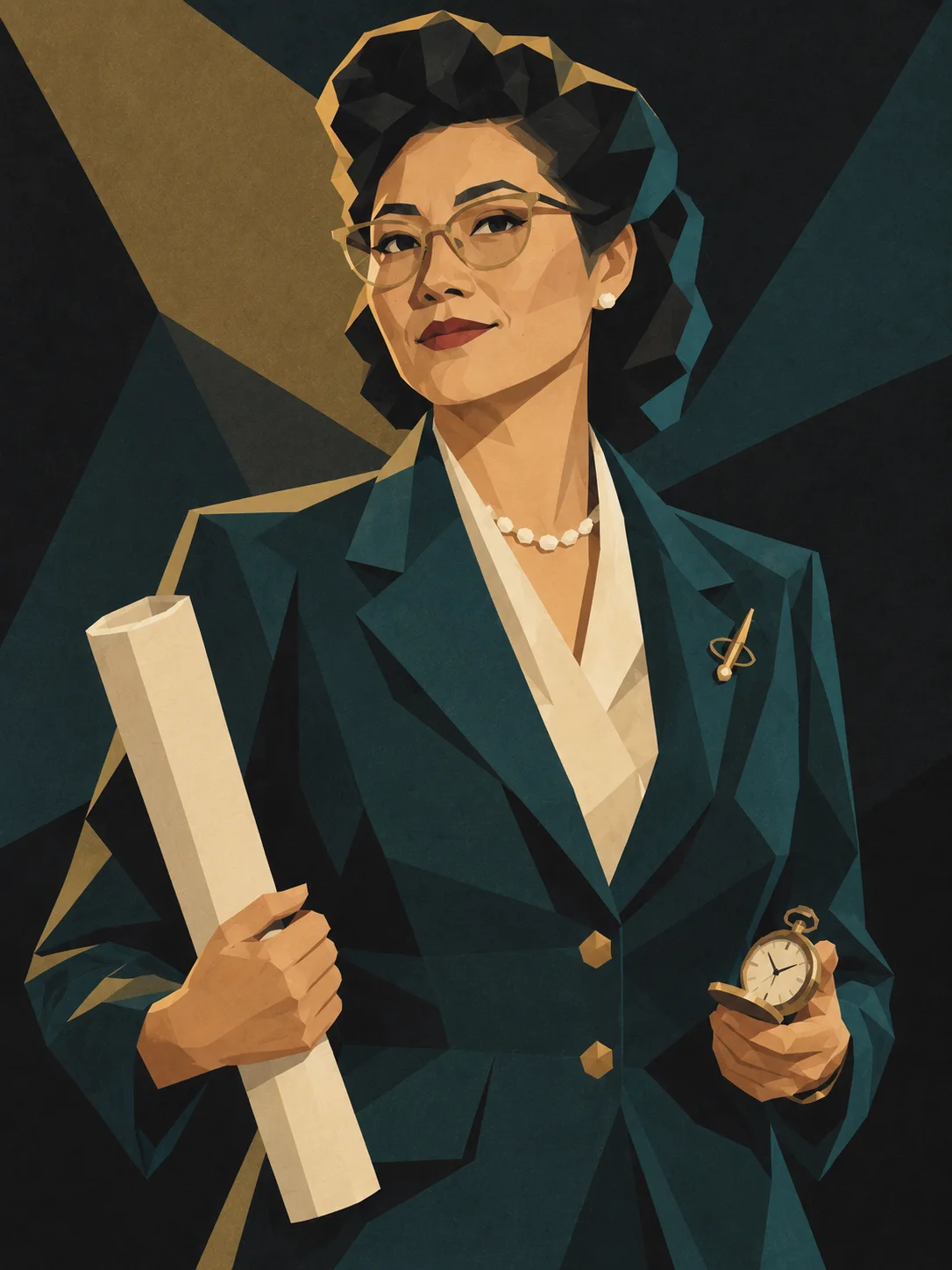 Geometric Polygon Portrait Poster Style AI-generated design created with this prompt