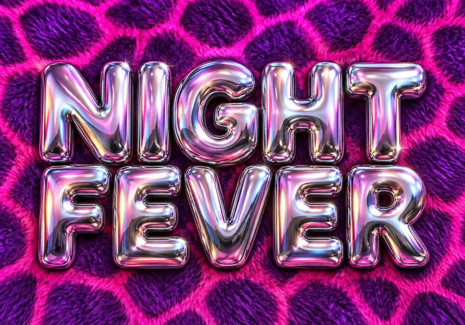 Iridescent Chrome Text Effect on Animal Print Fur AI-generated design created with this prompt