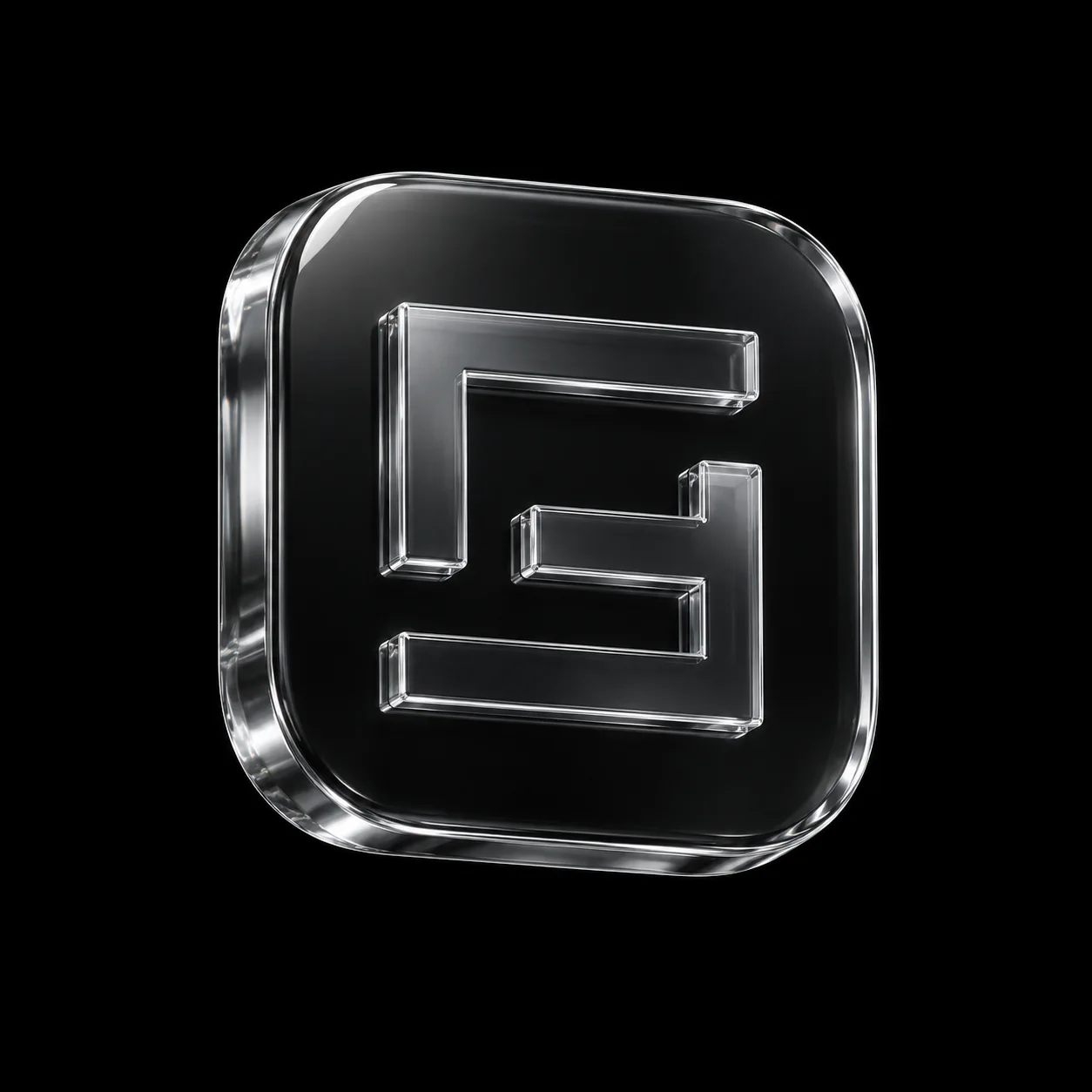 Monochrome 3D Glass Logo Effect AI-generated design created with this prompt