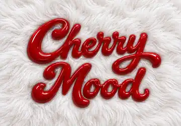 Red Lacquer Script on White Fur AI-generated design created with this prompt