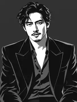 Black and White Noir Comic Illustration AI-generated design created with this prompt
