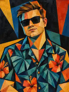 Modernist Cubist Painting Style AI-generated design created with this prompt