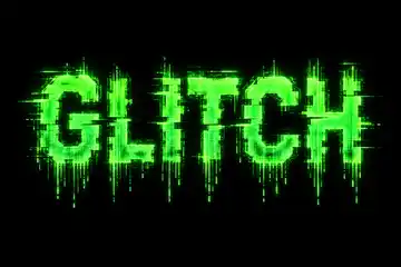 Neon Glitch Cyber Text Effect AI-generated design created with this prompt