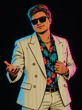 CRT Phosphor Line Portrait AI-generated design created with this prompt